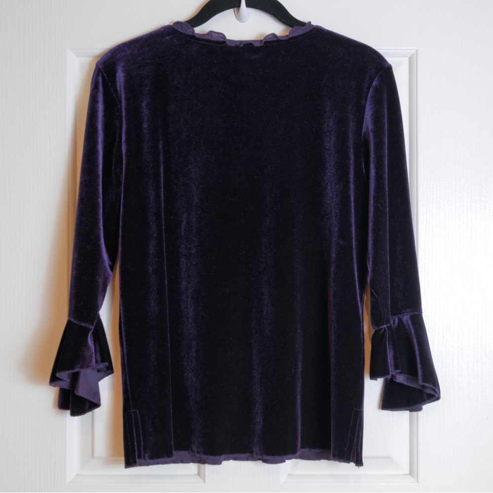 Impressions Deep Purple Velvet Blouse, Size Small - Picture 3 of 4